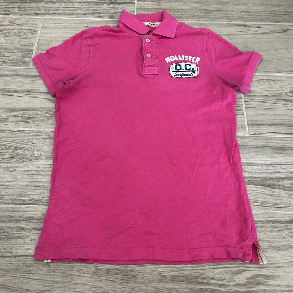 Hollister Men's Medium Y2K Polo Collar Embroided Logo Shirt OC Surfboards